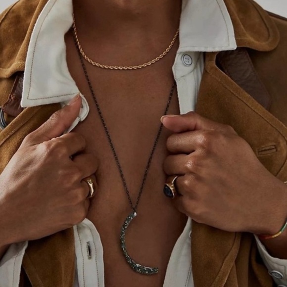 NWT Free People x Marly Moretti Crescent Moon Necklace - Picture 2 of 2